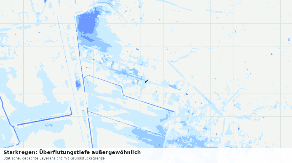Statische Kartenansicht: Starkregen: Überflutungstiefe außergewöhnlich