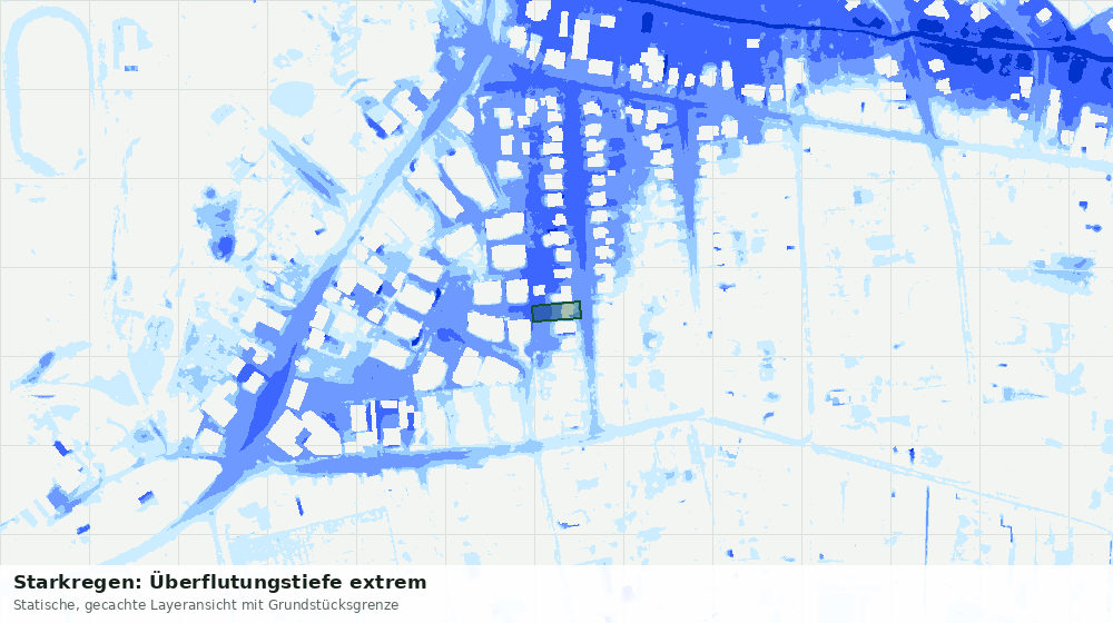 Statische Kartenansicht: Starkregen: Überflutungstiefe extrem