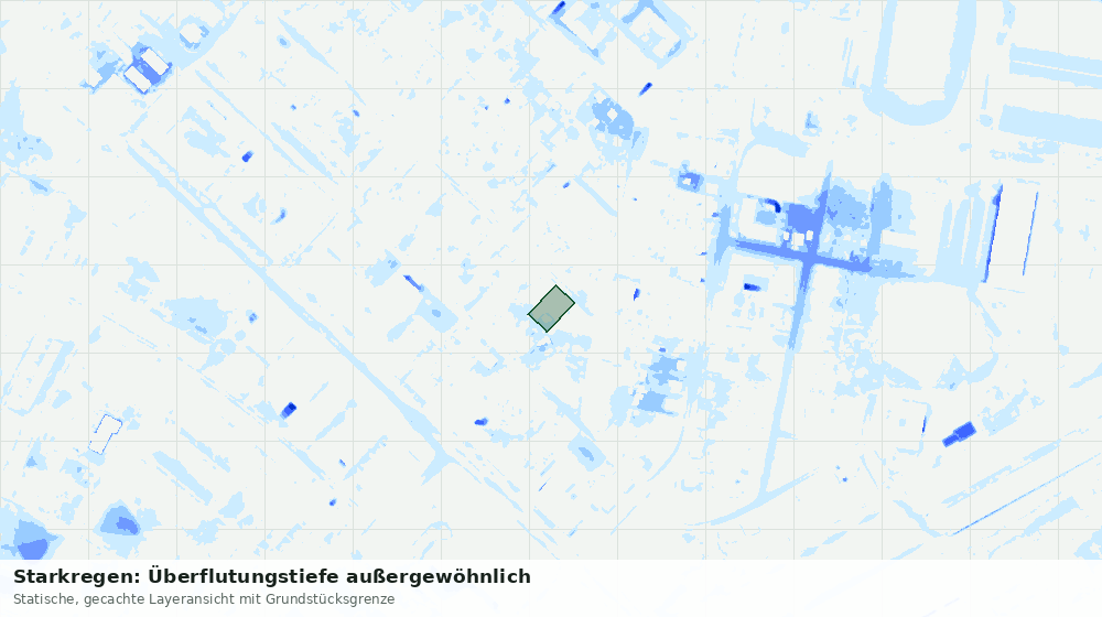 Statische Kartenansicht: Starkregen: Überflutungstiefe außergewöhnlich