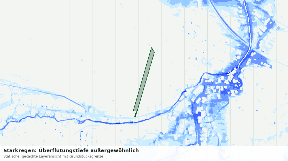 Statische Kartenansicht: Starkregen: Überflutungstiefe außergewöhnlich