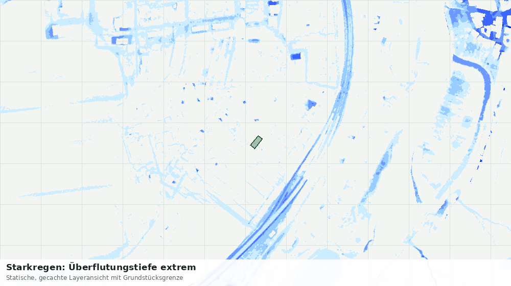 Statische Kartenansicht: Starkregen: Überflutungstiefe extrem