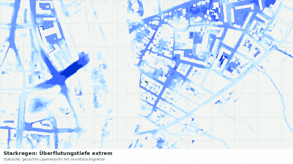 Statische Kartenansicht: Starkregen: Überflutungstiefe extrem
