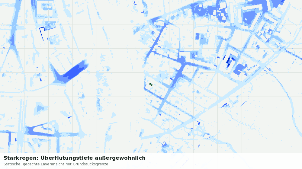 Statische Kartenansicht: Starkregen: Überflutungstiefe außergewöhnlich