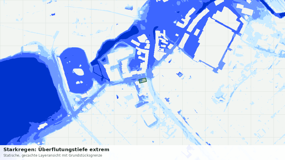 Statische Kartenansicht: Starkregen: Überflutungstiefe extrem
