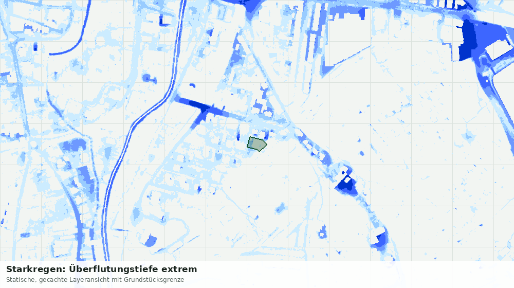 Statische Kartenansicht: Starkregen: Überflutungstiefe extrem