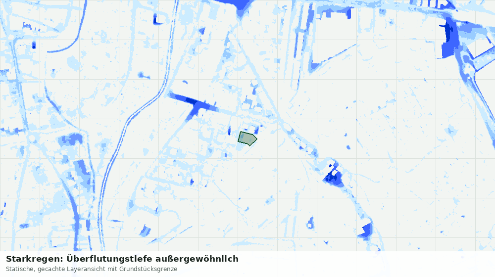 Statische Kartenansicht: Starkregen: Überflutungstiefe außergewöhnlich