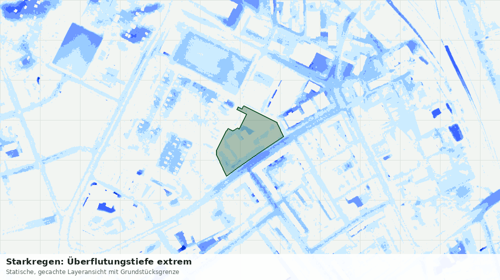 Statische Kartenansicht: Starkregen: Überflutungstiefe extrem