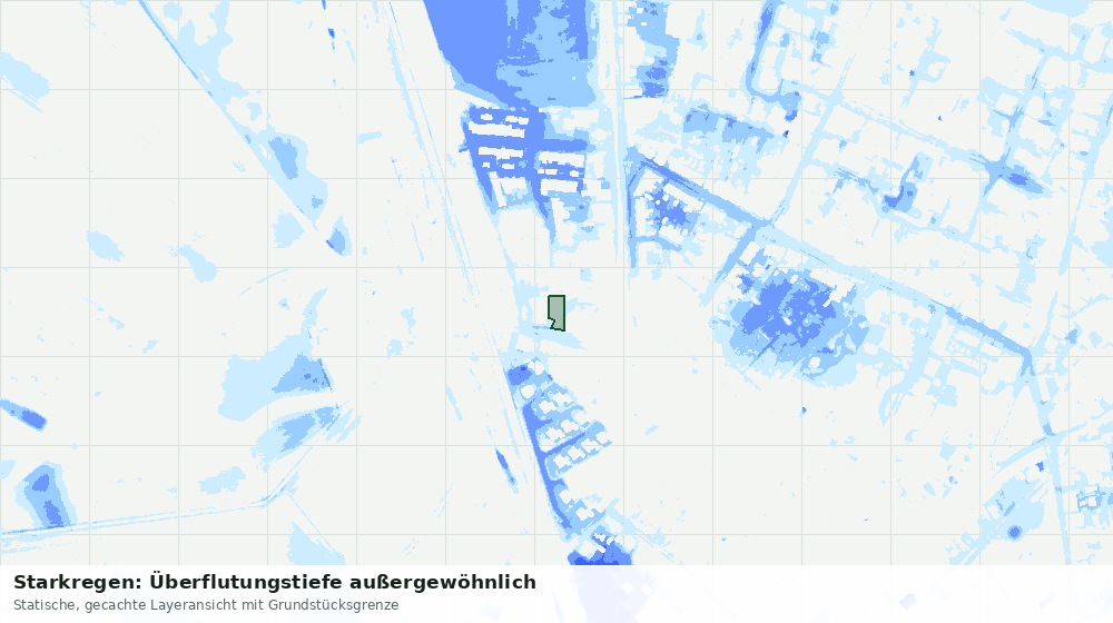 Statische Kartenansicht: Starkregen: Überflutungstiefe außergewöhnlich