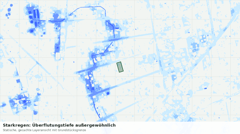 Statische Kartenansicht: Starkregen: Überflutungstiefe außergewöhnlich
