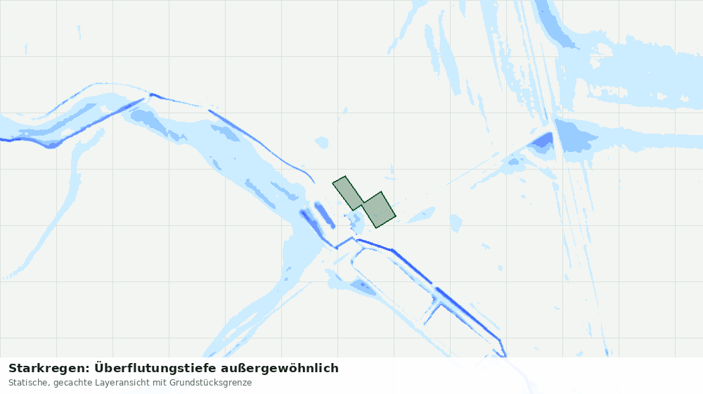 Statische Kartenansicht: Starkregen: Überflutungstiefe außergewöhnlich
