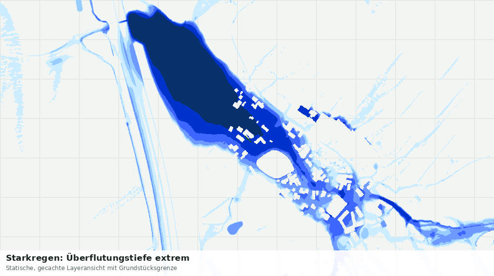 Statische Kartenansicht: Starkregen: Überflutungstiefe extrem