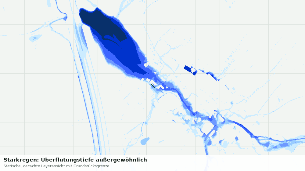Statische Kartenansicht: Starkregen: Überflutungstiefe außergewöhnlich