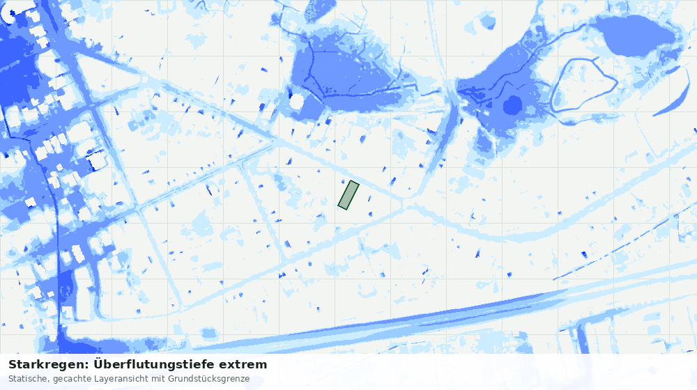 Statische Kartenansicht: Starkregen: Überflutungstiefe extrem
