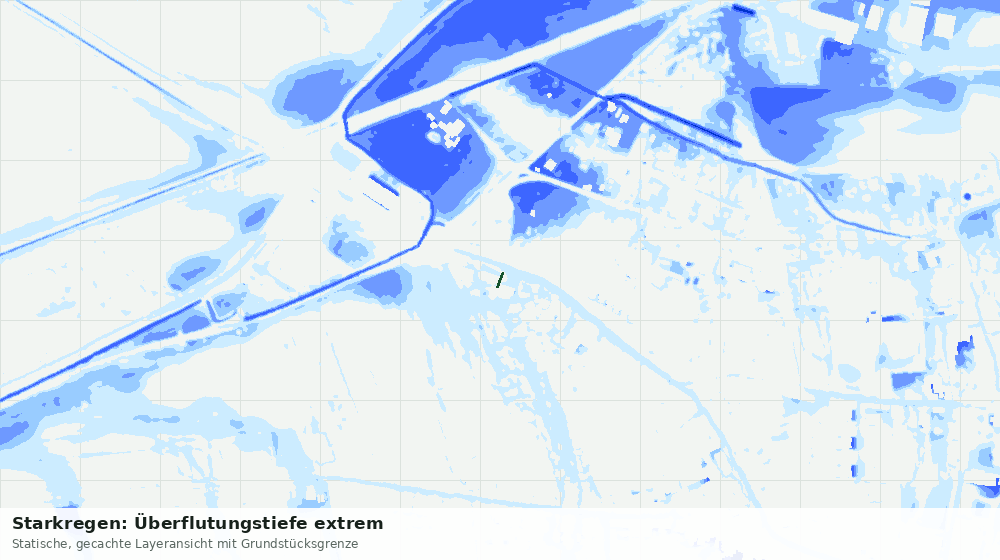 Statische Kartenansicht: Starkregen: Überflutungstiefe extrem