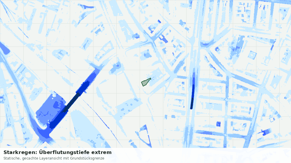 Statische Kartenansicht: Starkregen: Überflutungstiefe extrem