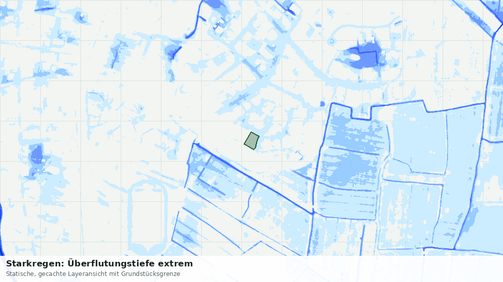 Statische Kartenansicht: Starkregen: Überflutungstiefe extrem