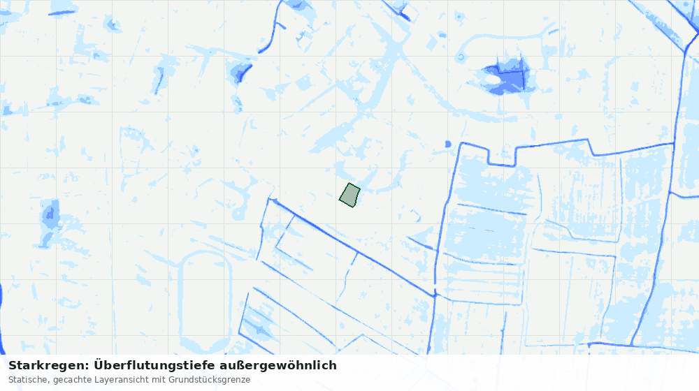 Statische Kartenansicht: Starkregen: Überflutungstiefe außergewöhnlich