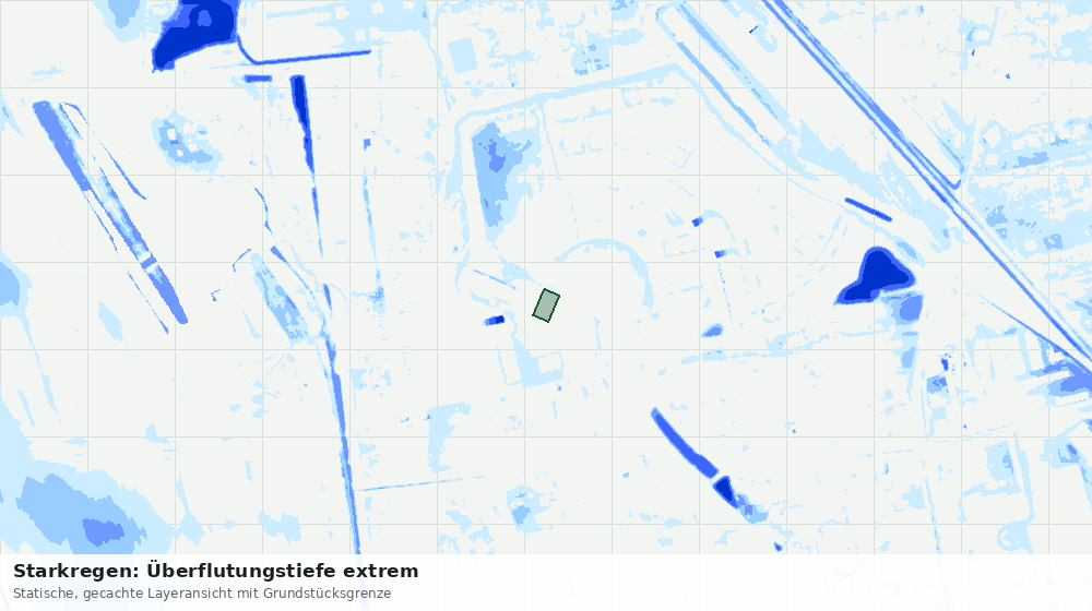 Statische Kartenansicht: Starkregen: Überflutungstiefe extrem