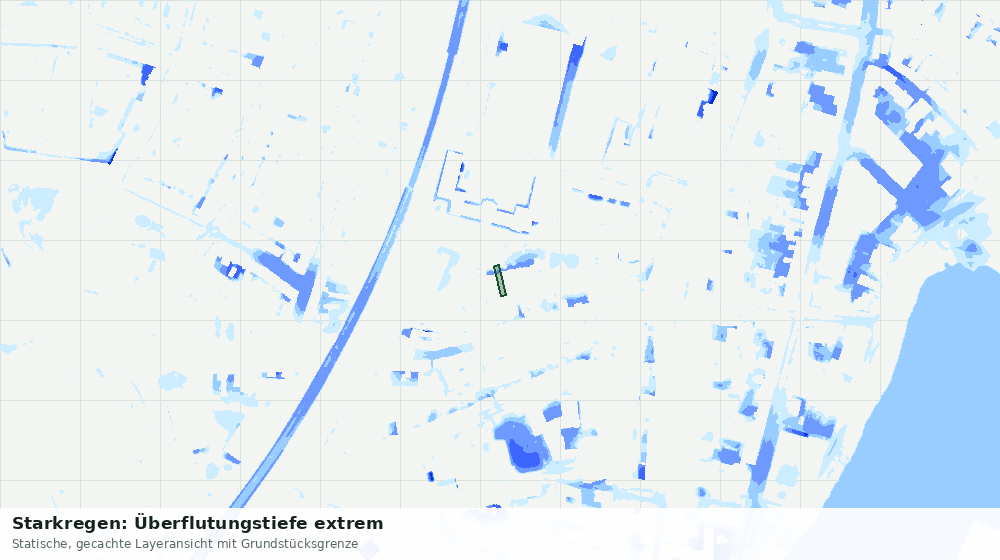 Statische Kartenansicht: Starkregen: Überflutungstiefe extrem