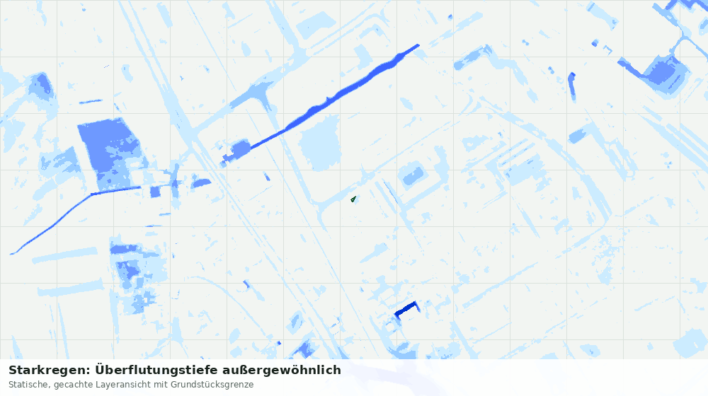 Statische Kartenansicht: Starkregen: Überflutungstiefe außergewöhnlich
