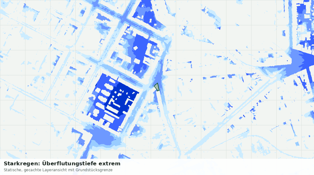 Statische Kartenansicht: Starkregen: Überflutungstiefe extrem