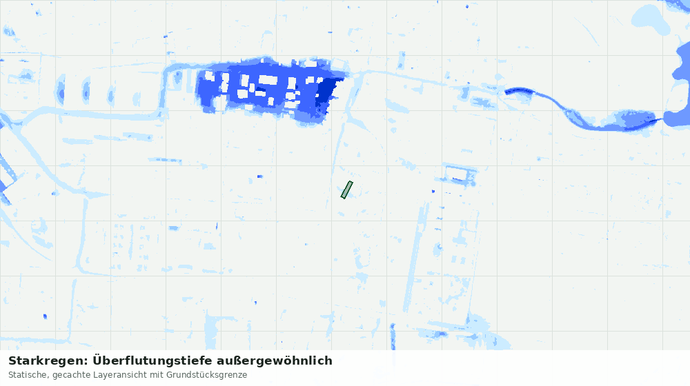 Statische Kartenansicht: Starkregen: Überflutungstiefe außergewöhnlich
