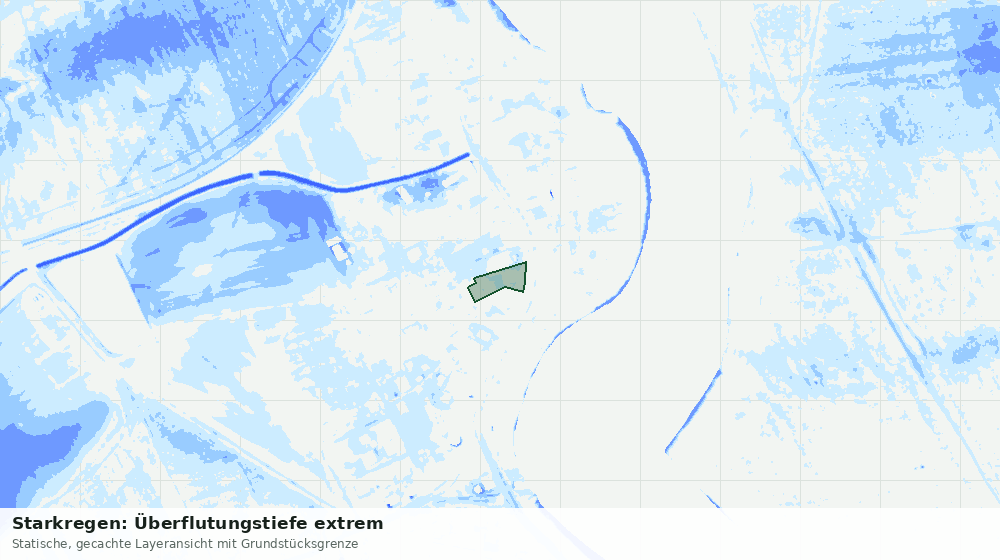 Statische Kartenansicht: Starkregen: Überflutungstiefe extrem