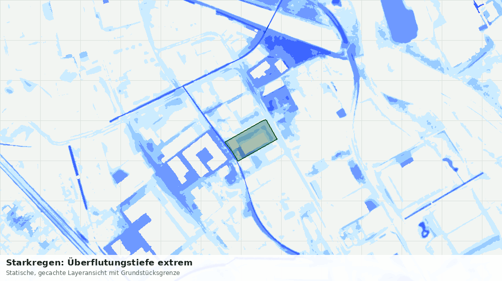 Statische Kartenansicht: Starkregen: Überflutungstiefe extrem