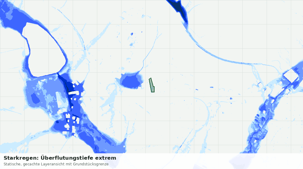Statische Kartenansicht: Starkregen: Überflutungstiefe extrem