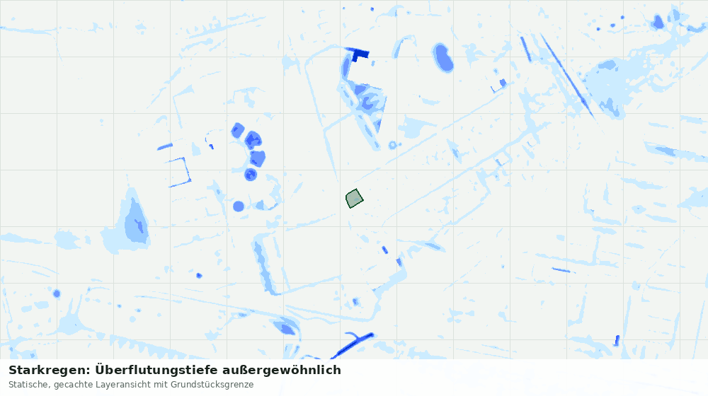 Statische Kartenansicht: Starkregen: Überflutungstiefe außergewöhnlich