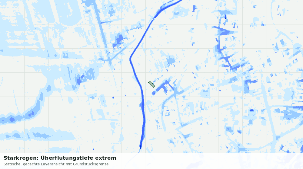 Statische Kartenansicht: Starkregen: Überflutungstiefe extrem