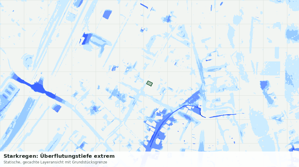 Statische Kartenansicht: Starkregen: Überflutungstiefe extrem