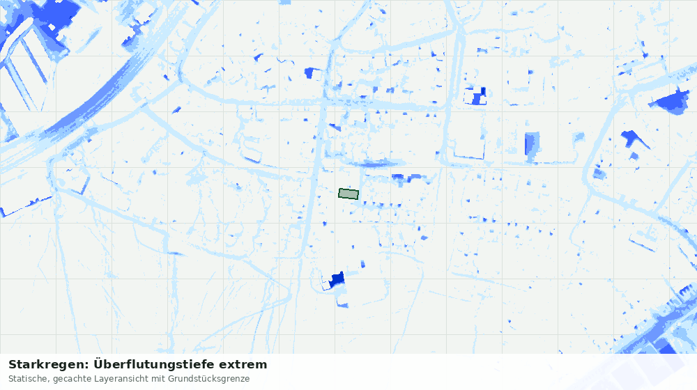 Statische Kartenansicht: Starkregen: Überflutungstiefe extrem