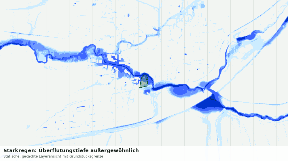 Statische Kartenansicht: Starkregen: Überflutungstiefe außergewöhnlich