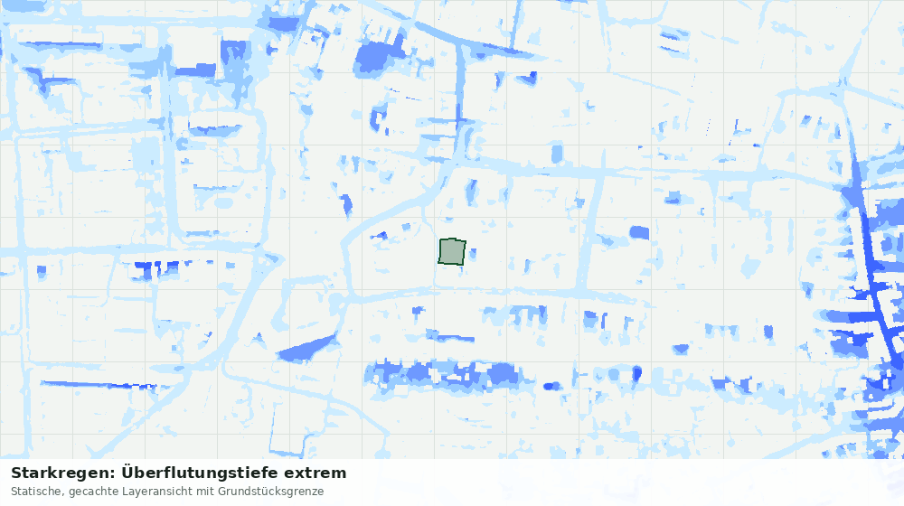 Statische Kartenansicht: Starkregen: Überflutungstiefe extrem