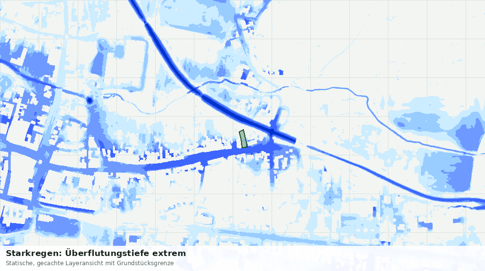 Statische Kartenansicht: Starkregen: Überflutungstiefe extrem
