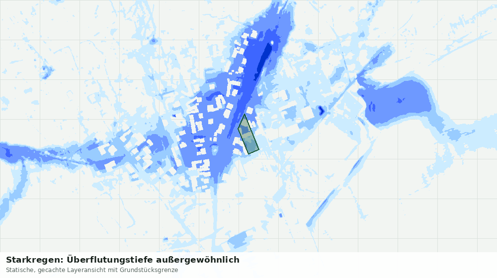 Statische Kartenansicht: Starkregen: Überflutungstiefe außergewöhnlich