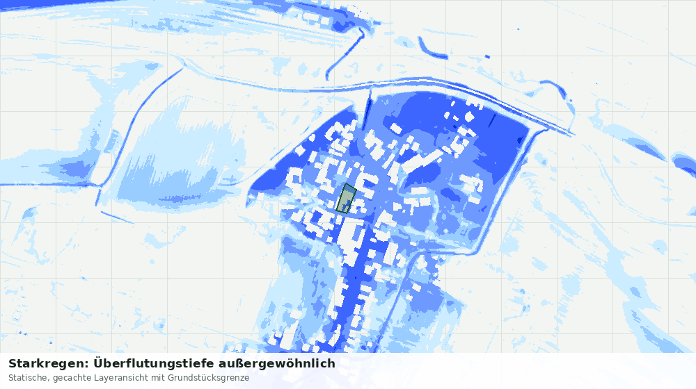 Statische Kartenansicht: Starkregen: Überflutungstiefe außergewöhnlich