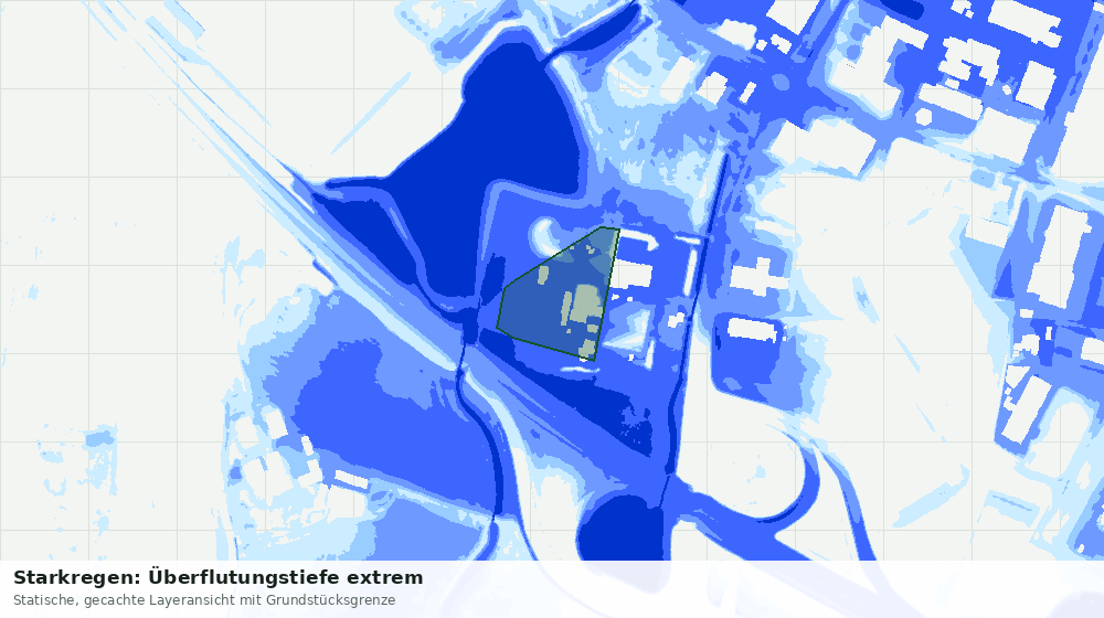 Statische Kartenansicht: Starkregen: Überflutungstiefe extrem