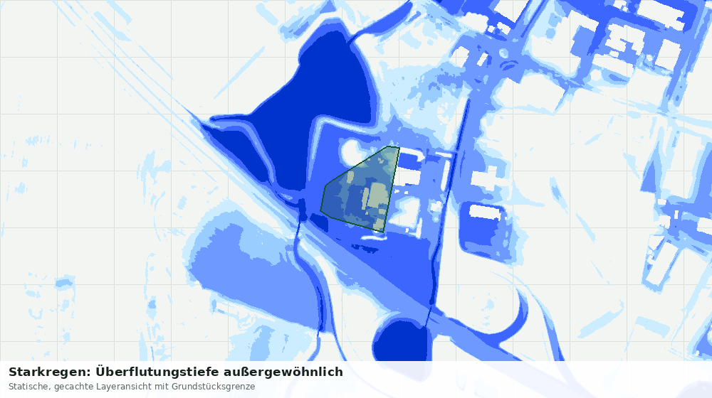 Statische Kartenansicht: Starkregen: Überflutungstiefe außergewöhnlich