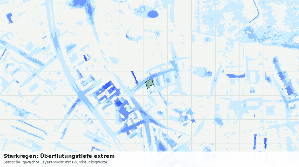 Statische Kartenansicht: Starkregen: Überflutungstiefe extrem