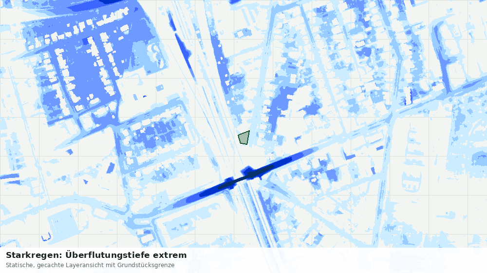 Statische Kartenansicht: Starkregen: Überflutungstiefe extrem