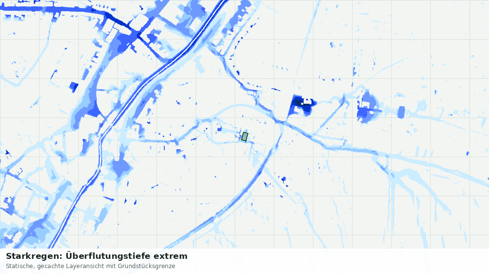 Statische Kartenansicht: Starkregen: Überflutungstiefe extrem