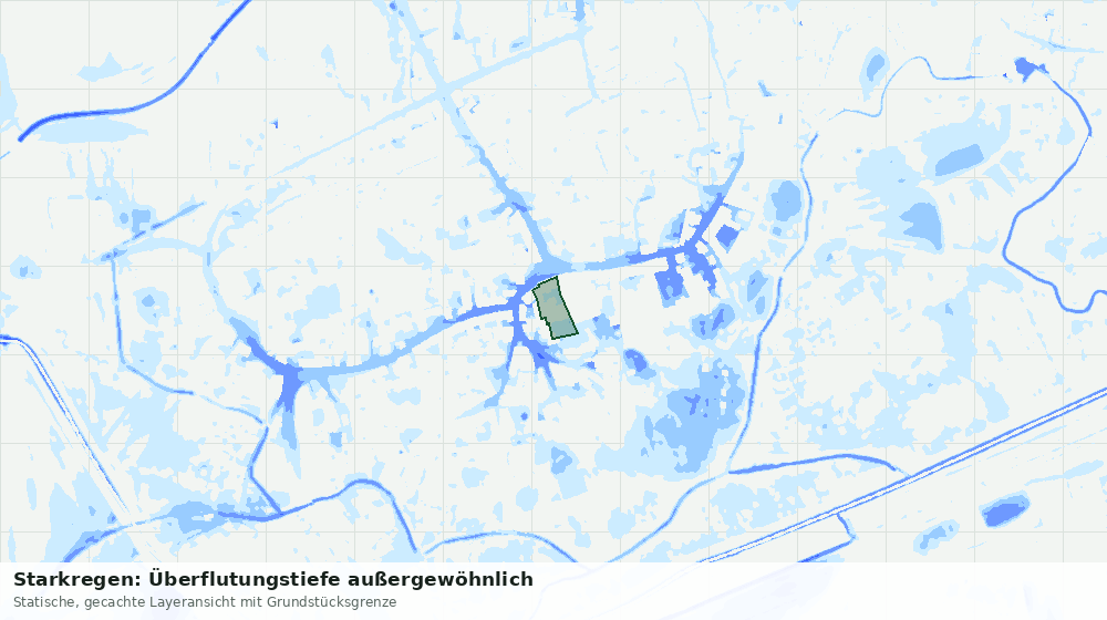 Statische Kartenansicht: Starkregen: Überflutungstiefe außergewöhnlich