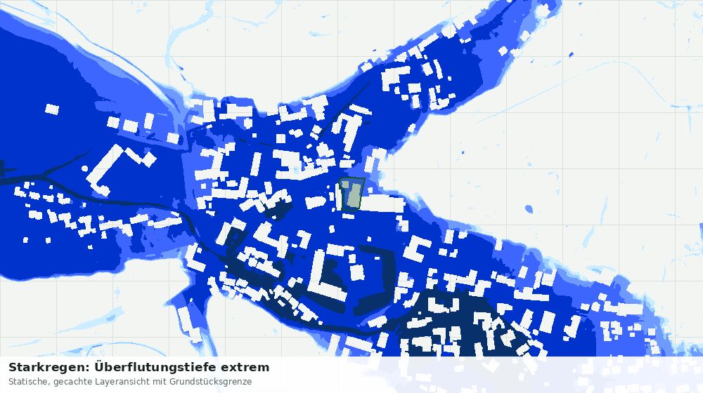 Statische Kartenansicht: Starkregen: Überflutungstiefe extrem