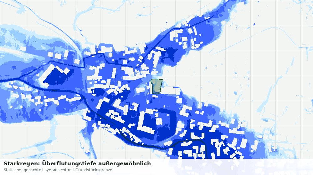 Statische Kartenansicht: Starkregen: Überflutungstiefe außergewöhnlich