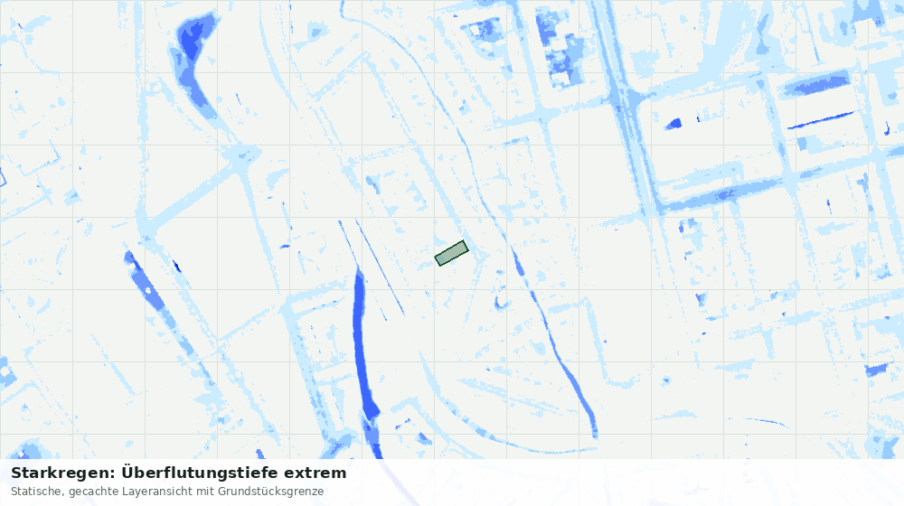 Statische Kartenansicht: Starkregen: Überflutungstiefe extrem