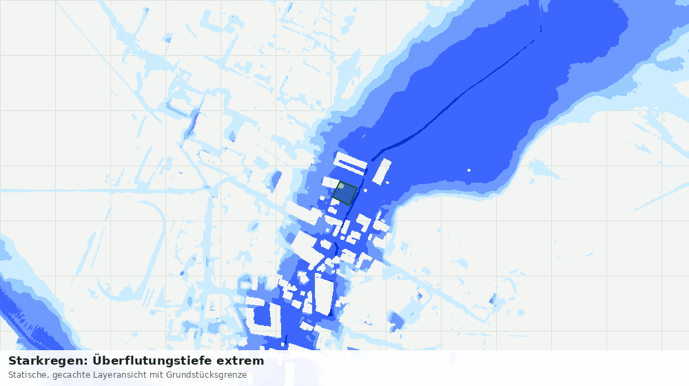 Statische Kartenansicht: Starkregen: Überflutungstiefe extrem
