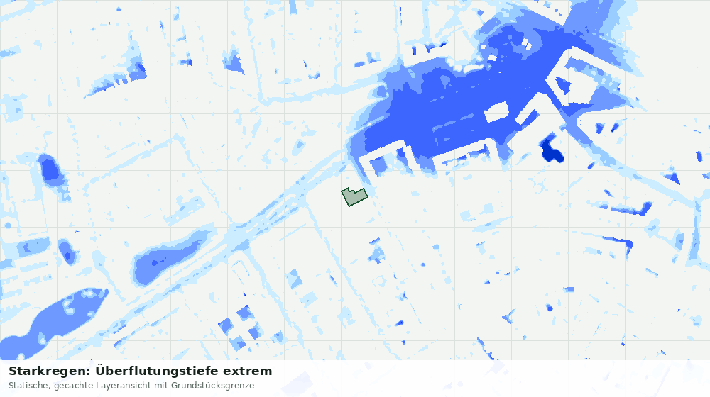 Statische Kartenansicht: Starkregen: Überflutungstiefe extrem
