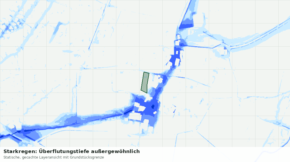 Statische Kartenansicht: Starkregen: Überflutungstiefe außergewöhnlich